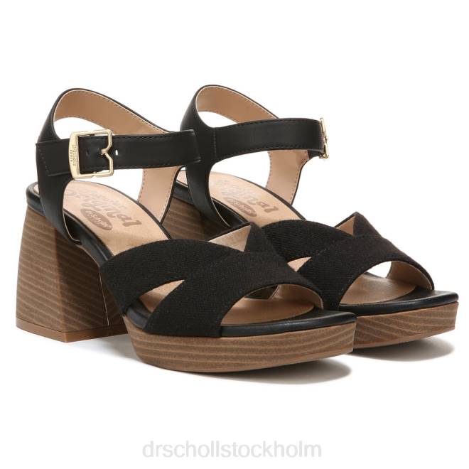 svart syntet/tyg mariah sandal med blockklack 8RZZ214 Dr. Scholl's unisex-