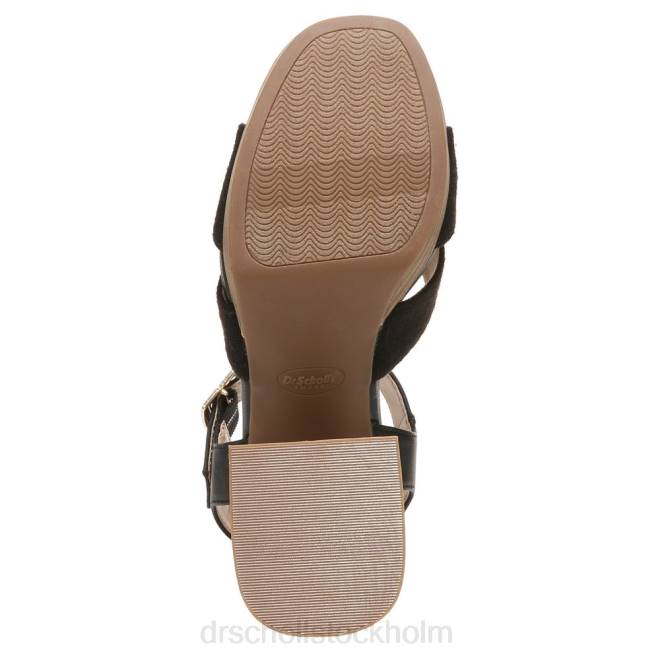 svart syntet/tyg mariah sandal med blockklack 8RZZ214 Dr. Scholl\'s unisex-