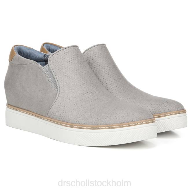 mjuk grå mikrofiber perf om bara wedge sneaker 8RZZ59 Dr. Scholl's unisex-